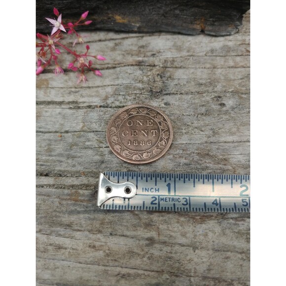 Antique 1886 Canada One Cent Coin, Vintage Queen Victoria Canadian Penny - Picture 10 of 10